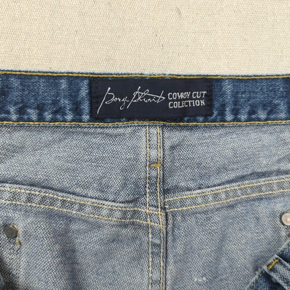 Wrangler Jeans Mens 38x32 Blue George Strait Cowboy Cut Western Distressed 936 - Picture 9 of 15